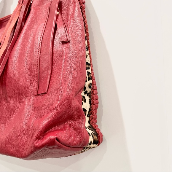 Sharif Cyprus Haircalf & Leather Ruffle w/ Oversized Tassel Puller Hobo Bag NWOT - Picture 12 of 13